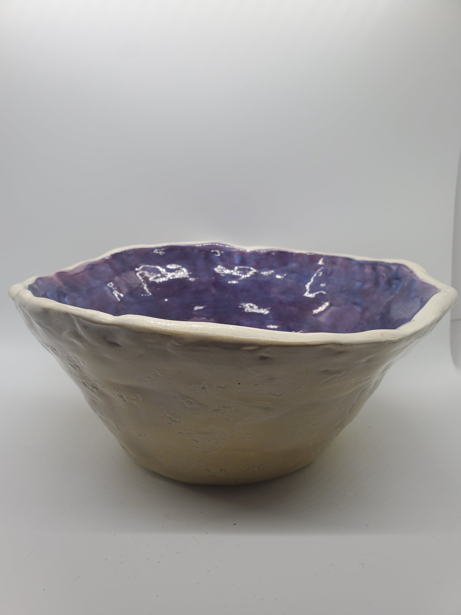 Handmade big purple/oyster bowl