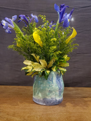 Handmade blue and green vase
