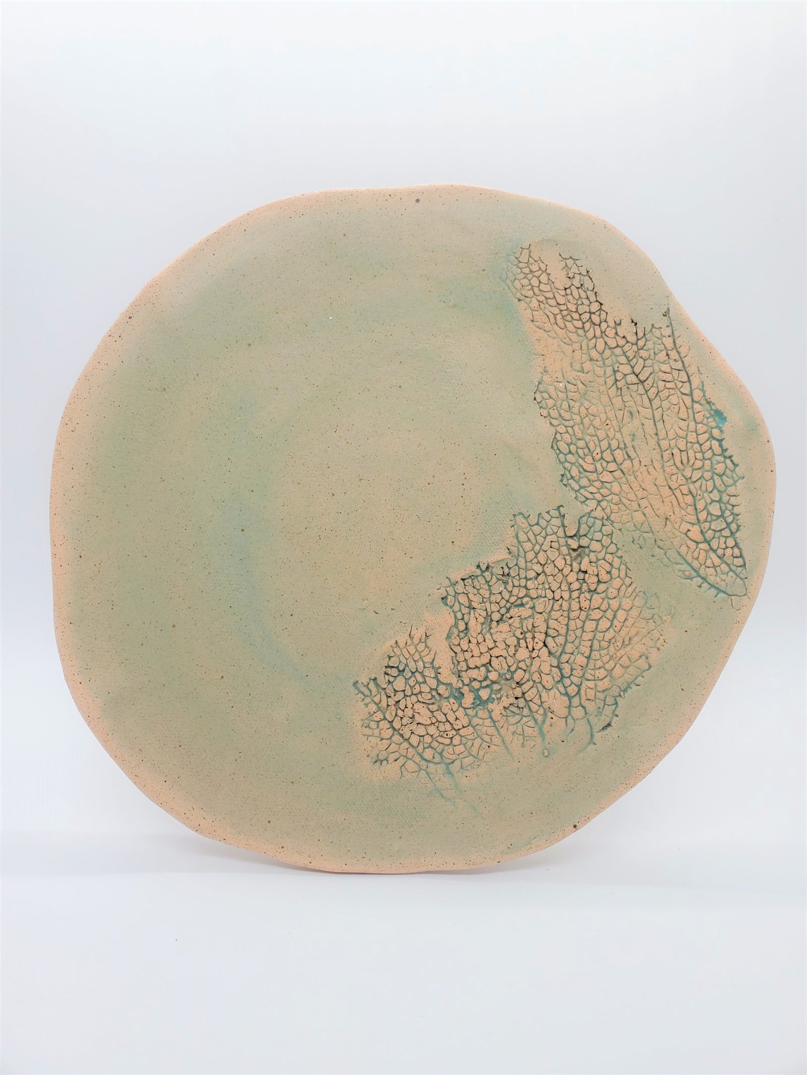Handmade earthenware aqua plate