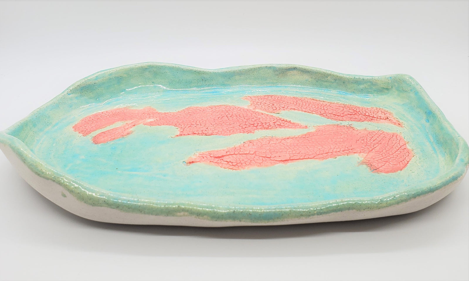 Handmade blue coral serving plate