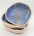 Set of 3 Handmade natural/blue small bowls